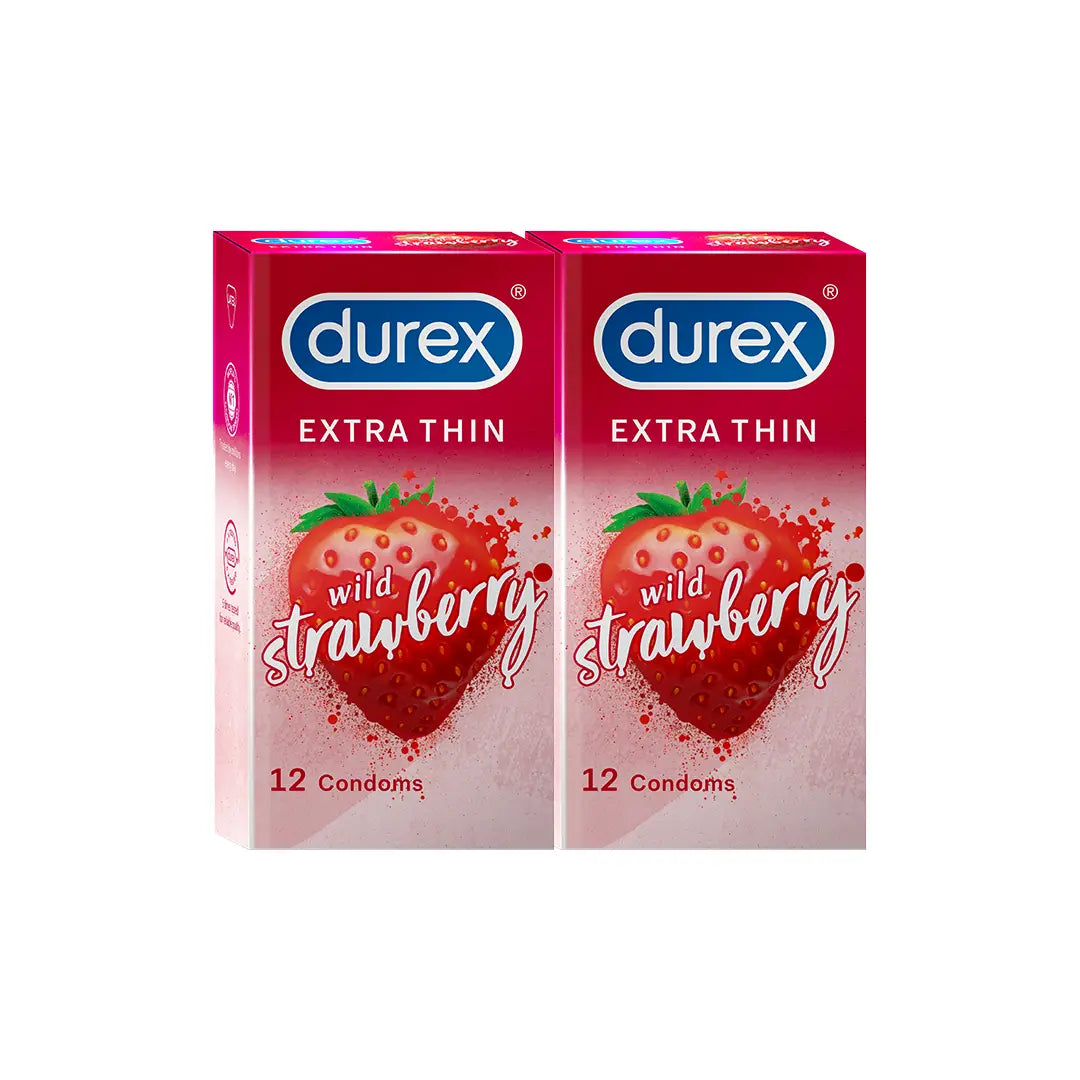 Durex Wild Strawberry - 24 Condoms, 12s(Pack of 2)