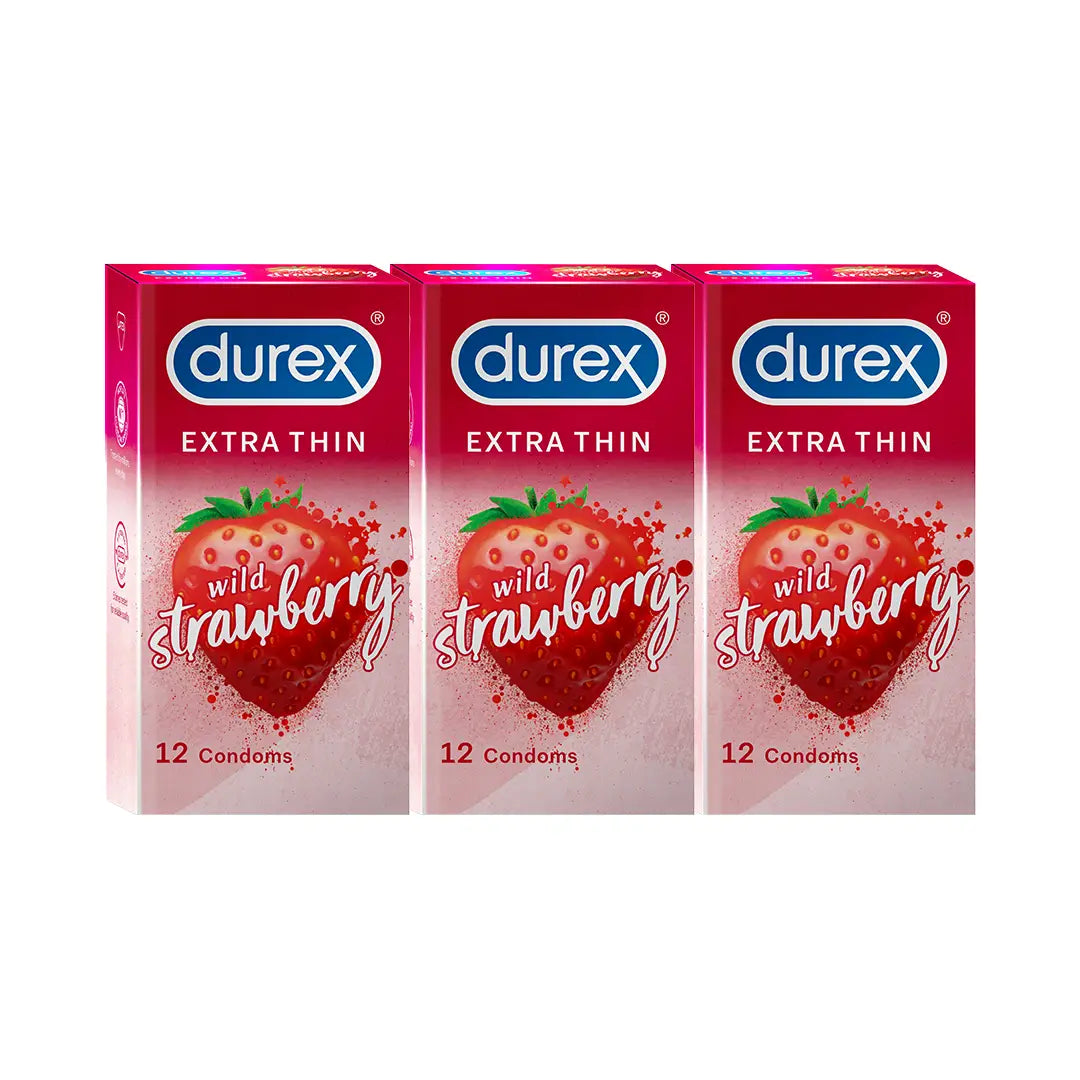 Durex Wild Strawberry - 36 Condoms, 12s(Pack of 3)