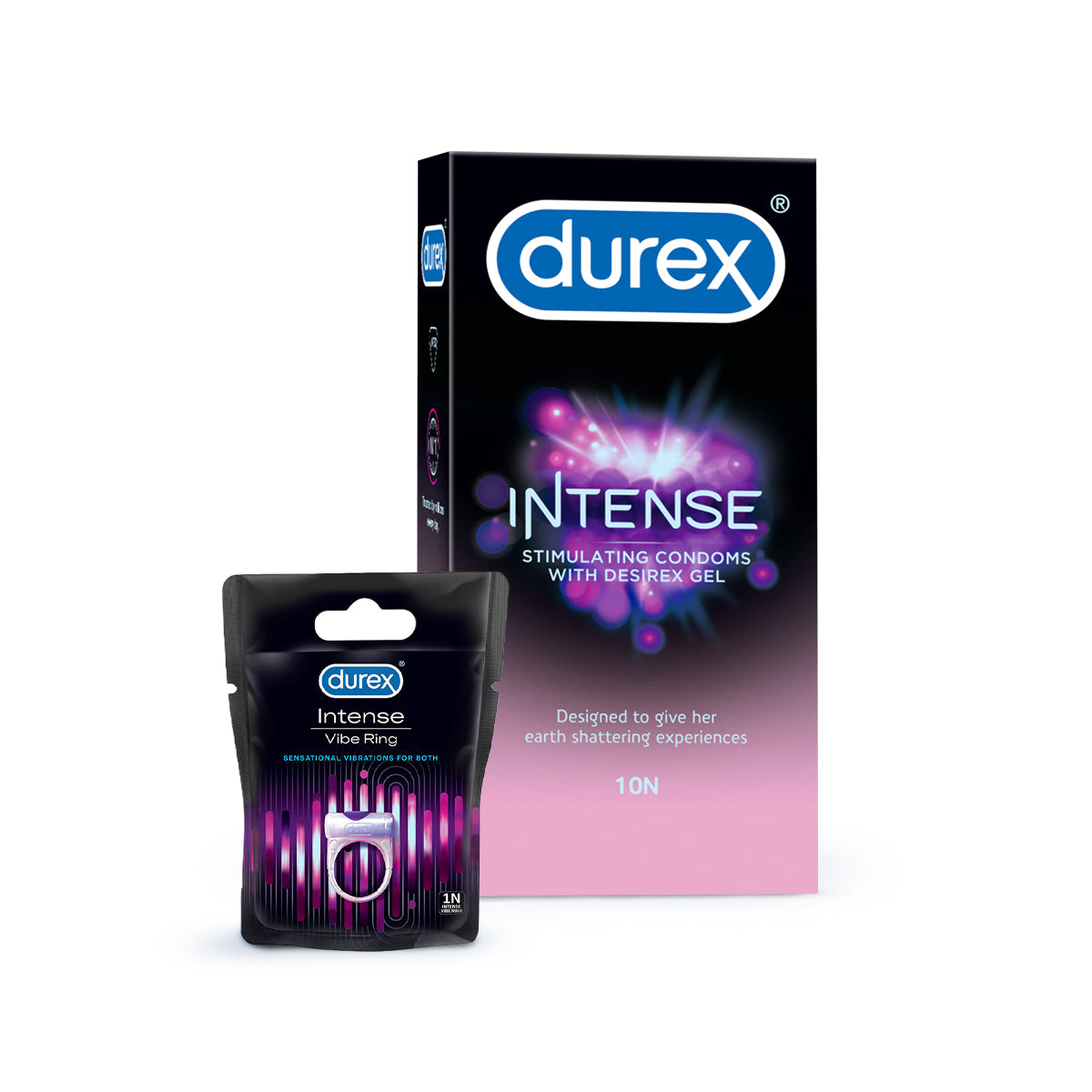 Durex Intense Sensation - Durex Intense Vibe Ring + Durex Intense Condoms (Pack of 10)